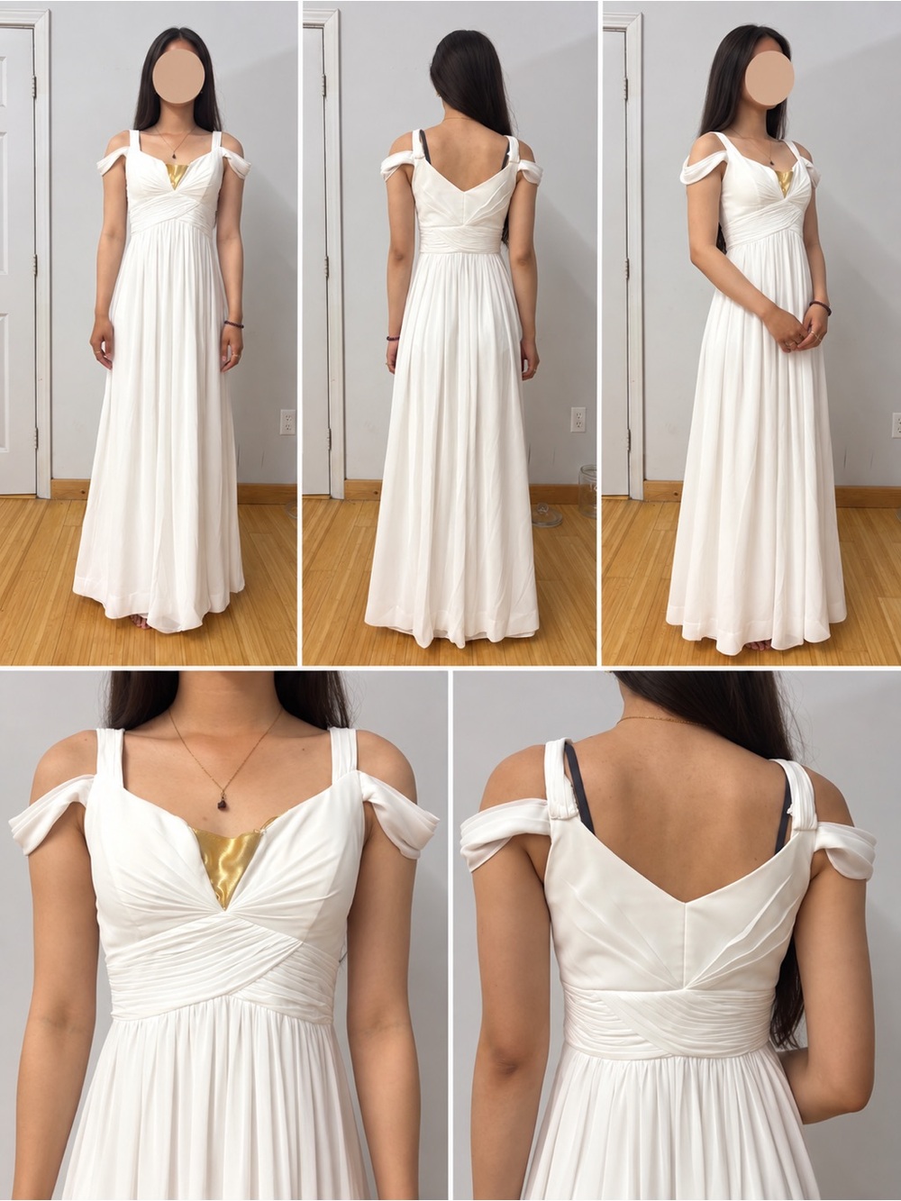 Lulu's Ivory Cold-Shoulder Empire Maxi Dress